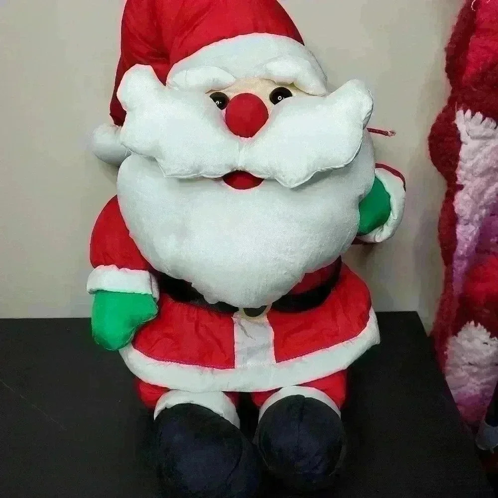 Vintage T.L. Toys 1992 Christmas Santa With Toy Sack Nylon Weighted Plush Decor